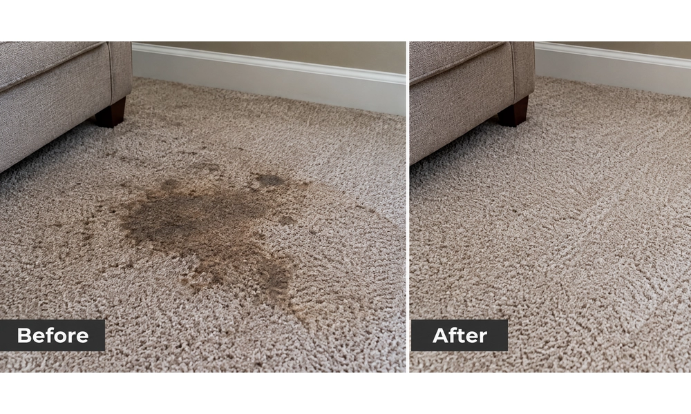Before and After carpet cleaning by Moonlight maintenance